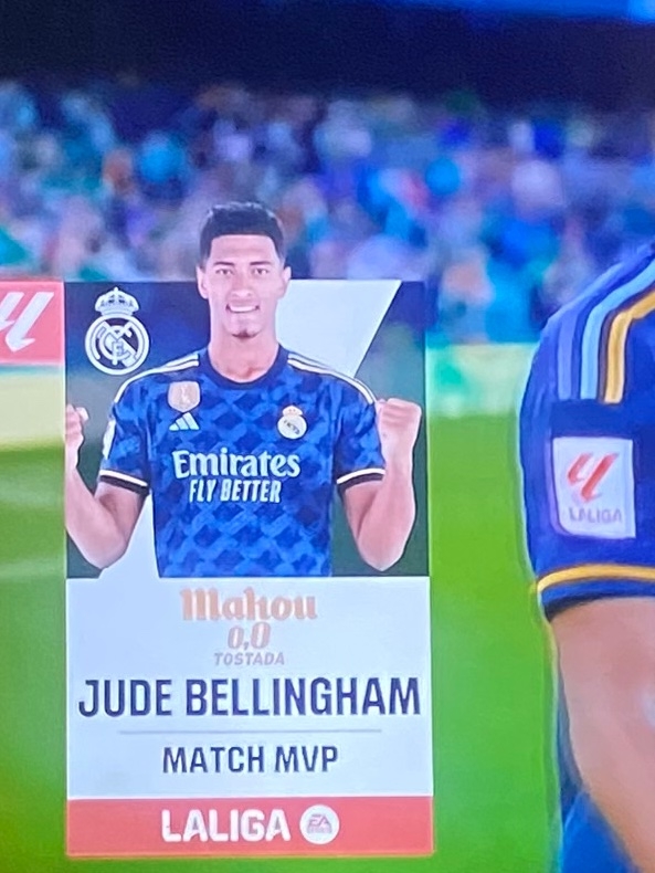 打入本赛季第12球,西甲官方:贝林厄姆当选本场最佳球员