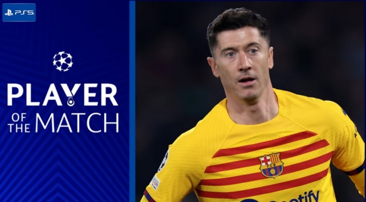 低射破门!欧冠官方:莱万当选巴萨vs那不勒斯全场最佳